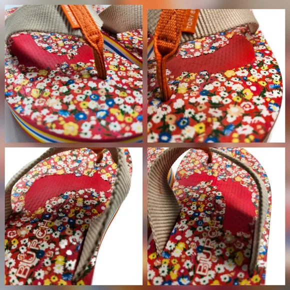 Tory Burch x Shishedo 70's Flatform Sprinkle Flowers & Rainbow Thong Flip-Flops - Picture 14 of 14